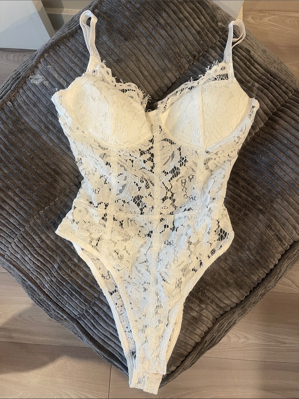 Fashion Nova White Lace Cutout Bodysuit
